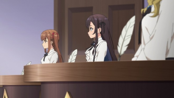 Scene cuts from the anime Guild Receptionist