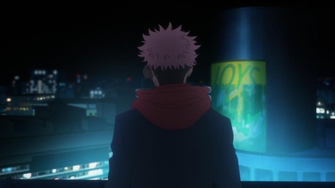 Yuji Itadori overlooking Shibuya via JJK EP34 (season2) 