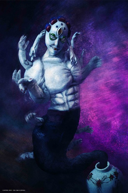 Yusaku Kawasaki as Gyokko in Demon Slayer: The Stage - Part 5: Assault on the Swordsmith Village