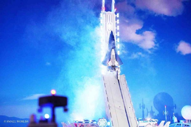 “Space Center” zone includes Saturn V rockets and shuttle launches.