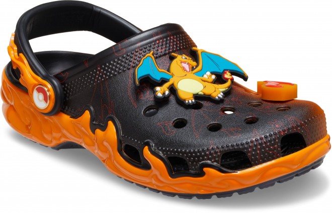 Colorful Pokémon x Crocs collaboration features Eevee-inspired platform clogs with faux fur strap