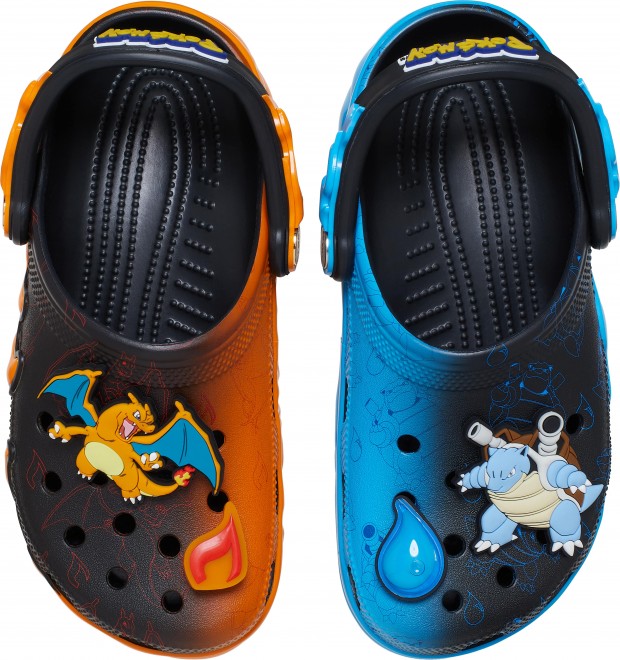 Colorful Pokémon x Crocs collaboration features Eevee-inspired platform clogs with faux fur strap