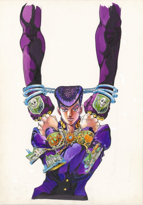 A promotional visual for the "ART OF MANGA" exhibition, showcasing iconic characters including Luffy, Inuyasha, and JoJo. Key visual highlighting works by Hirohiko Araki, Rumiko Takahashi, and Eiichiro Oda.