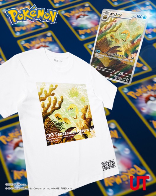 UNIQLO UT Pokémon TCG and Poképoke collaboration items including T-shirts and sweatshirts.