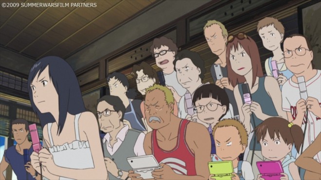 Scene cut from the anime film Summer Wars released in 2009, showing a key moment from the movie.