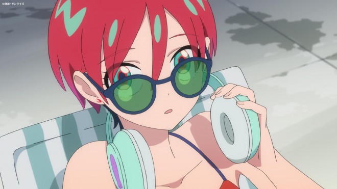 Scene cuts from Mobile Suit Gundam GQuuuuuuX anime MV featuring Machu in key moments