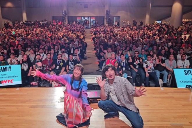 Kenichiro Matsuda and Emiri Kato appear on stage at the SPY×FAMILY panel at Anime NYC 2025