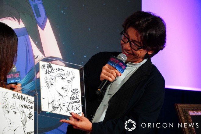 Takuya Satō at the pre-release screening event for the anime Cat’s Eye