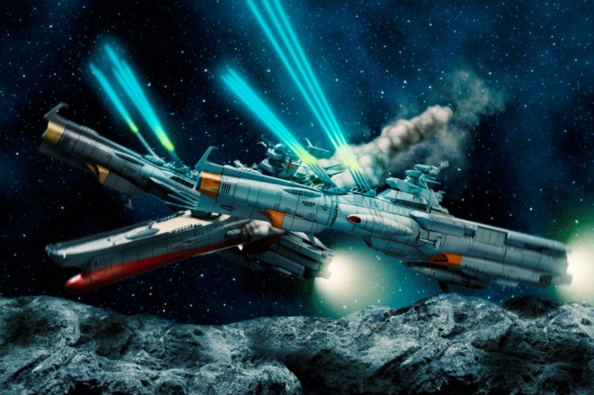 A diorama inspired by the remake series Space Battleship Yamato 2205: A New Voyage: “Protect Yamato!”