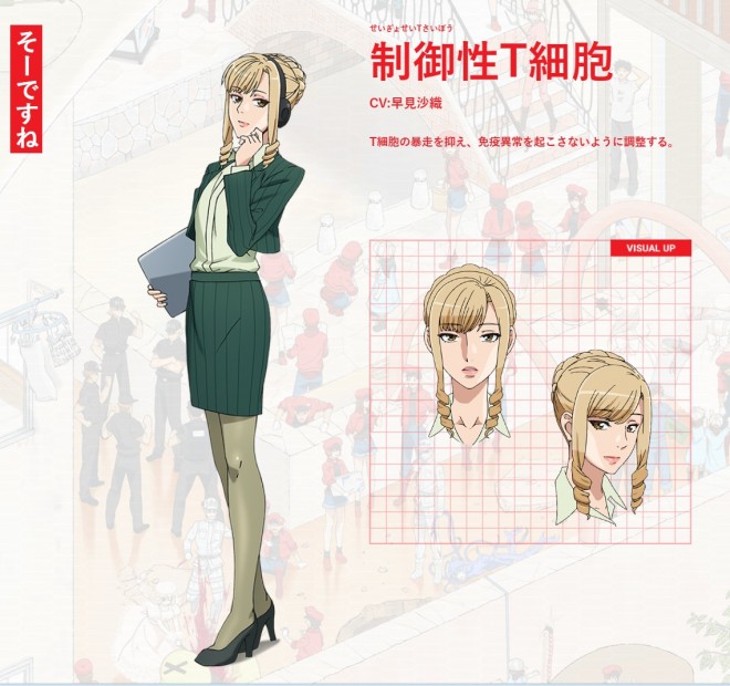 Japanese voice actress Saori Hayami, who voiced the Regulatory T Cell in the anime Cells at Work!, congratulates Nobel laureate Shimon Sakaguchi.