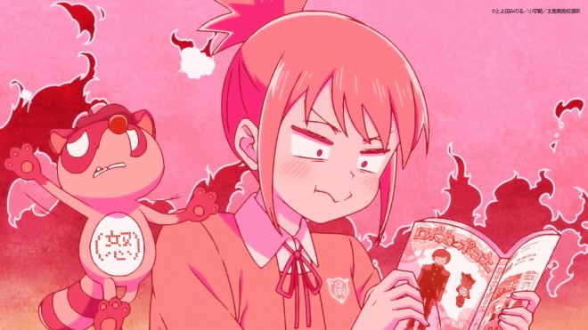 A scene from the Kore Kaite Shine (Draw This and Die) TV anime teaser PV, showing Ai and her friends creating manga at Oshima Minami High School.