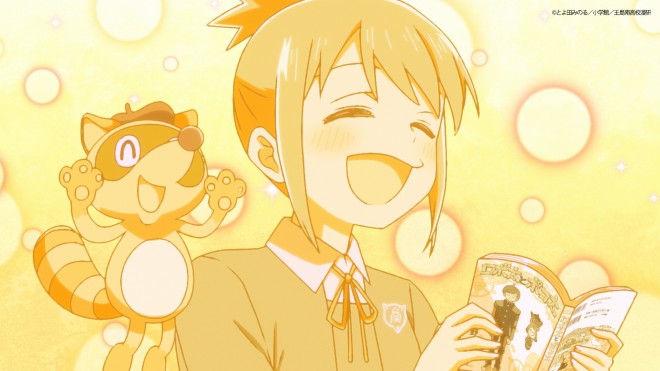 A scene from the Kore Kaite Shine (Draw This and Die) TV anime teaser PV, showing Ai and her friends creating manga at Oshima Minami High School.