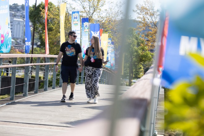 Les and Sandra visiting Pokémon GO Wild Area Nagasaki on their honeymoon