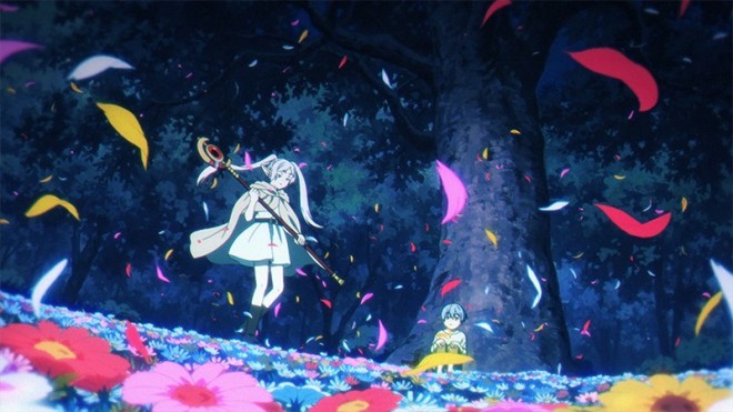 Himmel being helped by Frieren during his childhood