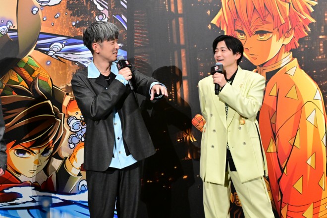 Cast members at the long-running hit thank-you stage greeting for Demon Slayer Kimetsu no Yaiba Infinity Castle Arc The Movie Chapter One Akaza Returns in Tokyo