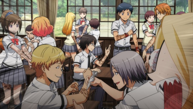 Scene cut from the anime film Assassination Classroom the Movie: Everybody’s Time