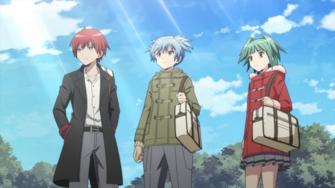 Scene cut from the anime film Assassination Classroom the Movie: Everybody’s Time