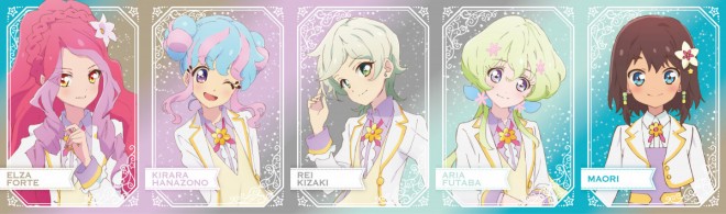 Five-postcard strip for Aikatsu Stars! Progress of the Stars