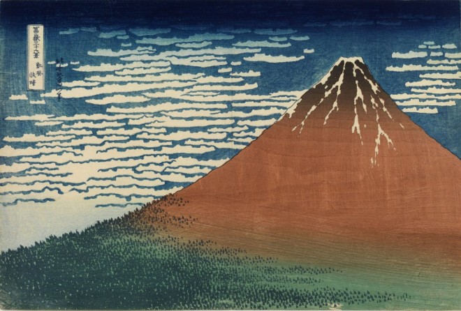 Katsushika Hokusai's Thirty-six Views of Mount Fuji: Fine Wind, Clear Morning, courtesy of The Sumida Hokusai Museum