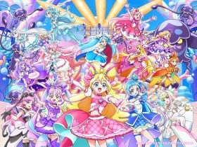 All 14 Pretty Cures Assemble! New “You and Idol Pretty Cure♪ The Movie” Stills Reveal Mysterious Woman and Appearances by Soaring Sky! & Wonderful Precure!